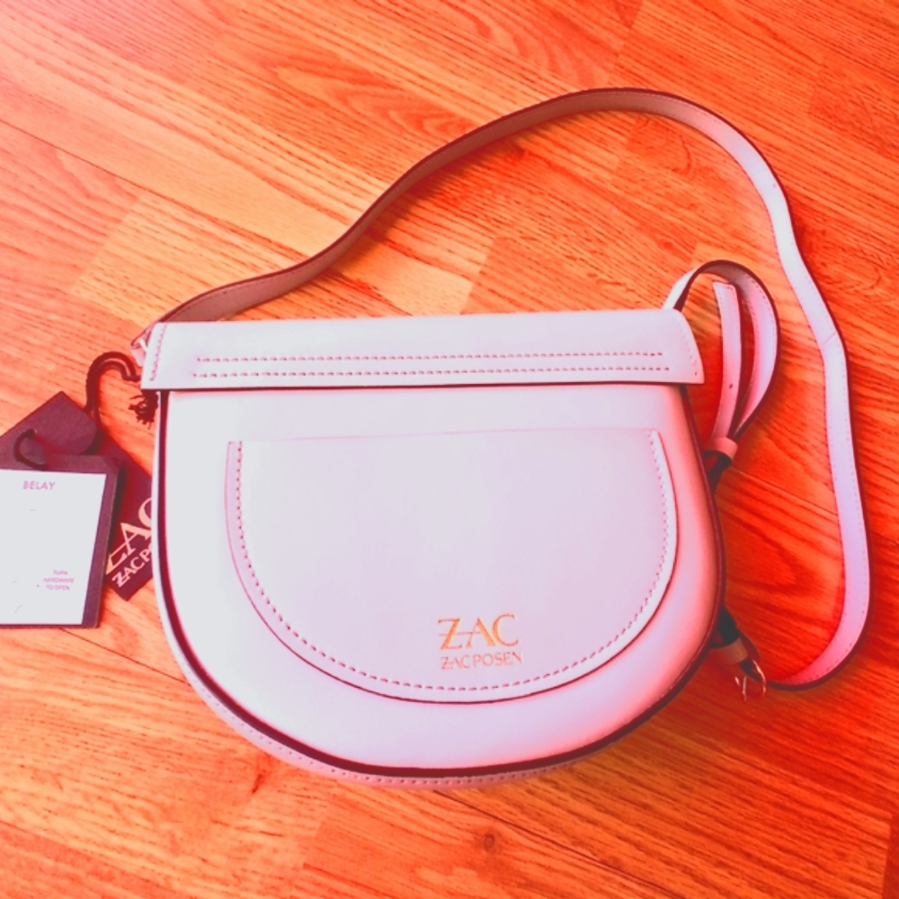 Zac Posen NWT ladies gray leather purse Belay Saddlebag crossover MSRP $295 - Picture 4 of 9